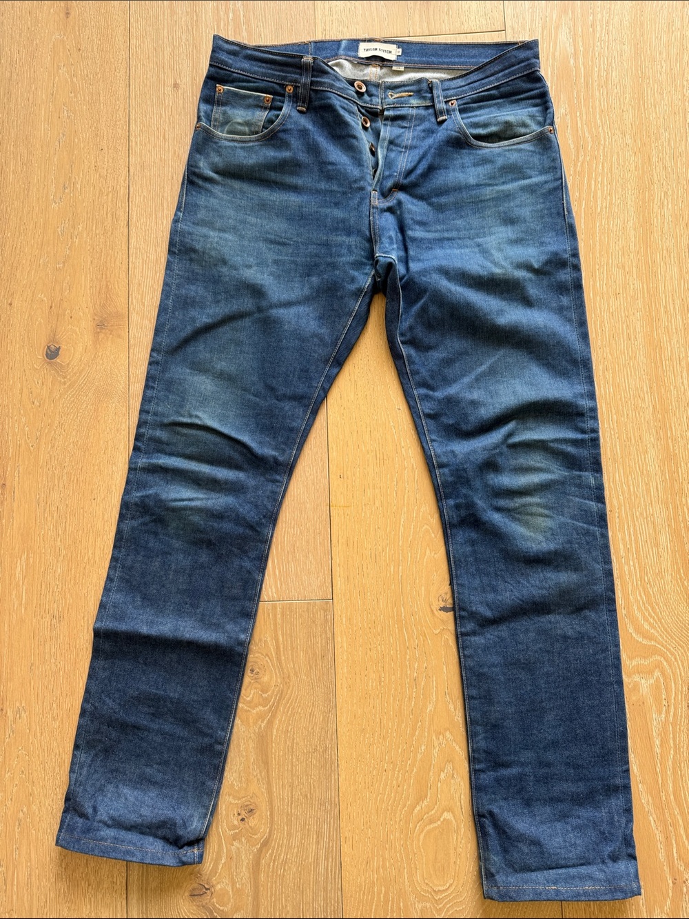 Taylor Stitch Slim Straight Jeans in Dark Blue Denim